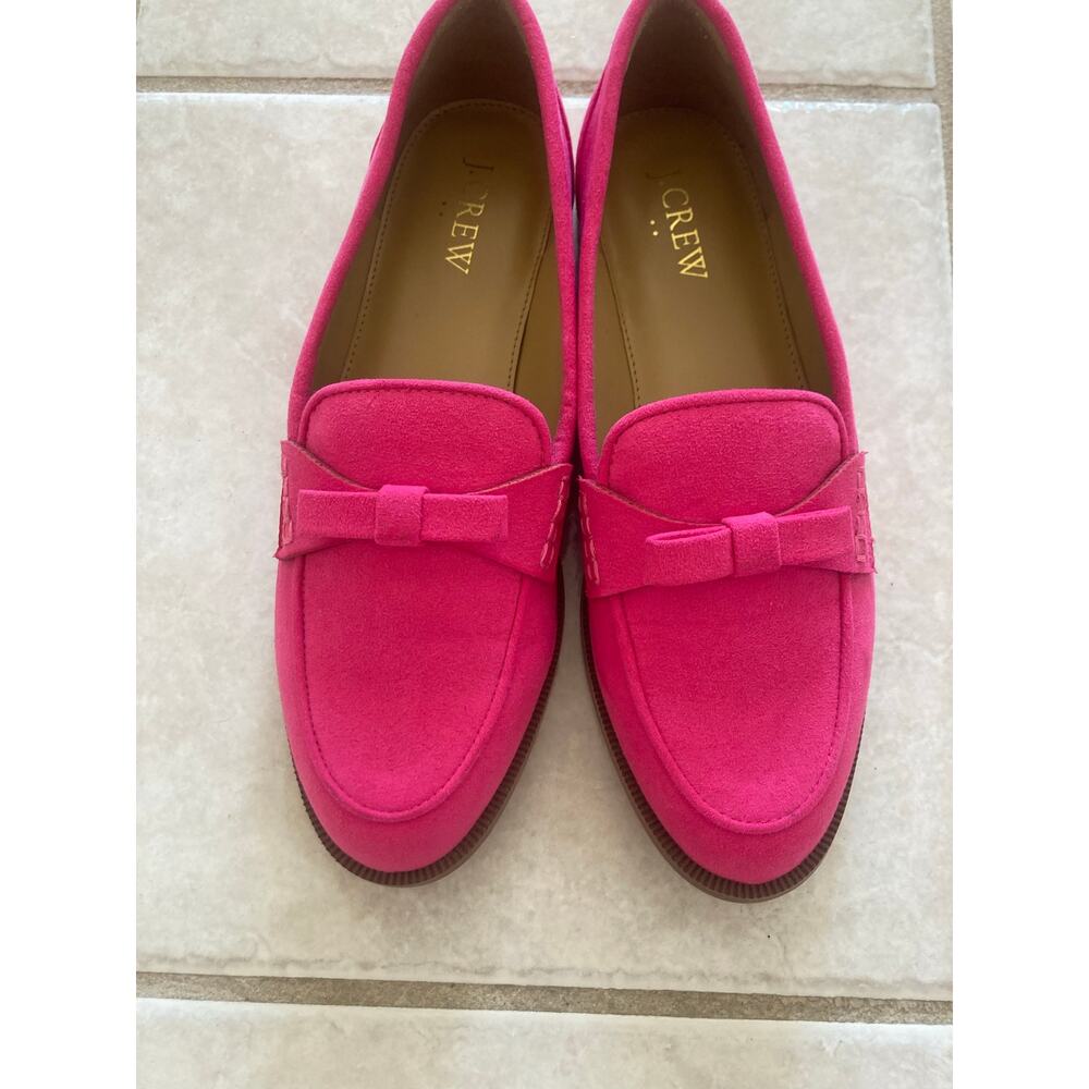 NWT J. Crew Sueded Bow Loafers Shoes Hot Pink Fuchsia 7​​​​ $138 - Picture 2 of 6